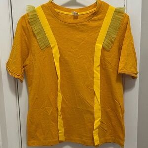 Tia Cibani Adella Ruffled Sailor T-shirt Cotton Golden Yellow Top Blouse 15/16